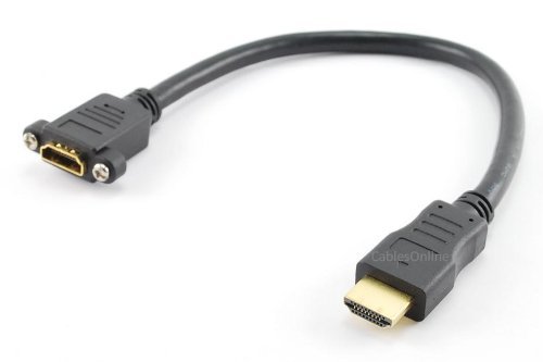 CablesOnline 1ft Hi-Speed HDMI 1.4 w/Ethernet Channel M to F Panel Mount Extension Cable, (H4-P001)