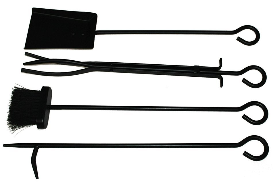 Lizh Metalwork Wrought Iron Log Rack with Fireplace Tools,Black