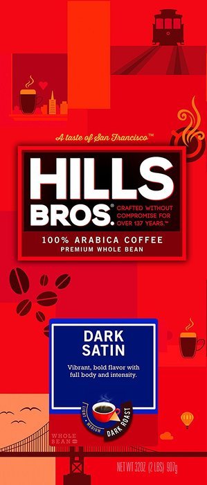 Hills Bros Coffee Dark Satin Premium Whole Bean Coffee, 32 Ounce N5
