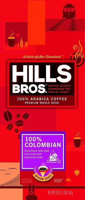 Hills Bros Coffee Dark Satin Premium Whole Bean Coffee, 32 Ounce N6
