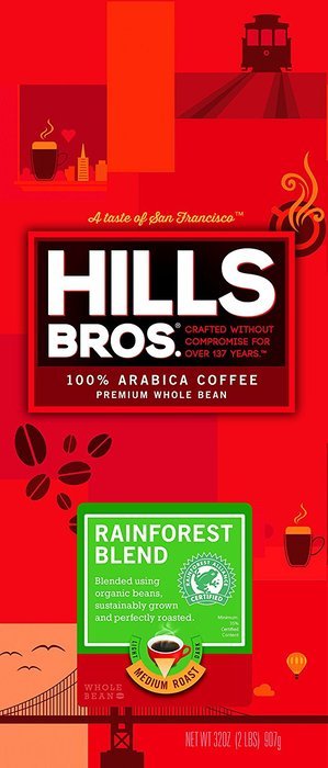 Hills Bros Coffee Dark Satin Premium Whole Bean Coffee, 32 Ounce N8