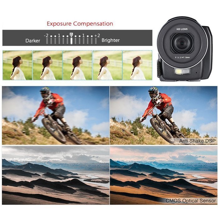 Boblov ORDRO HDV Full HD Digital Video Camera Recorder LCD Touch Screen 1080P 3.0-in Rotatable Camcorder DV DVR... N12