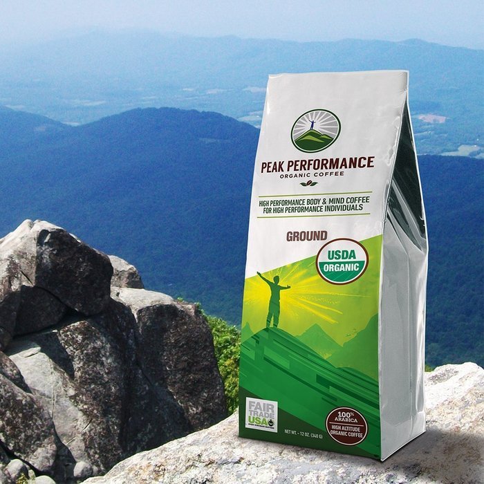 Peak Performance High Altitude Organic Coffee. No Pesticides, Fair Trade, GMO Free, And Beans Full Of Antioxidants... N6