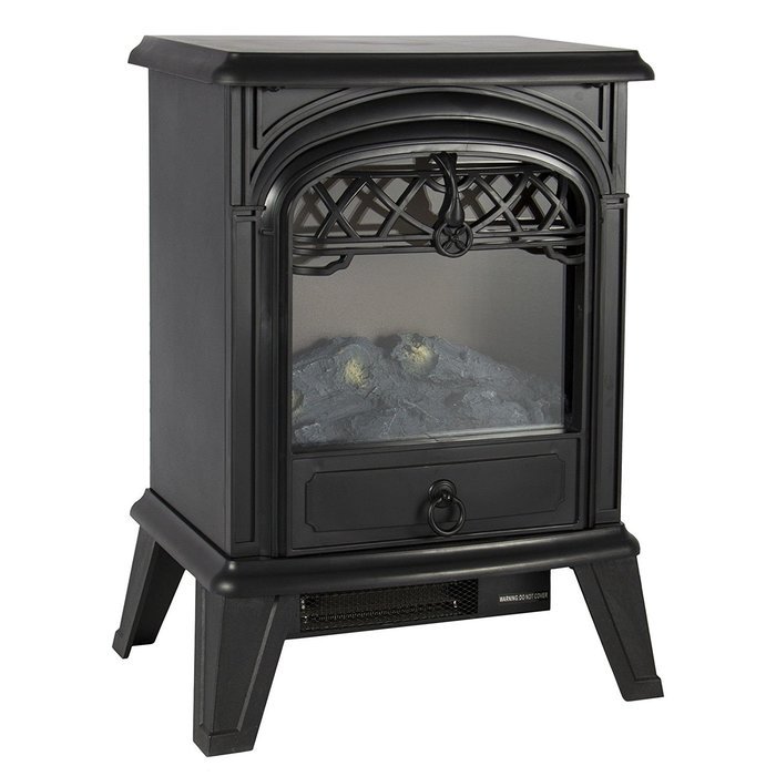 Modern Standing Electric Fireplace Heater Fire Stove Flame Wood Log Portable - P4