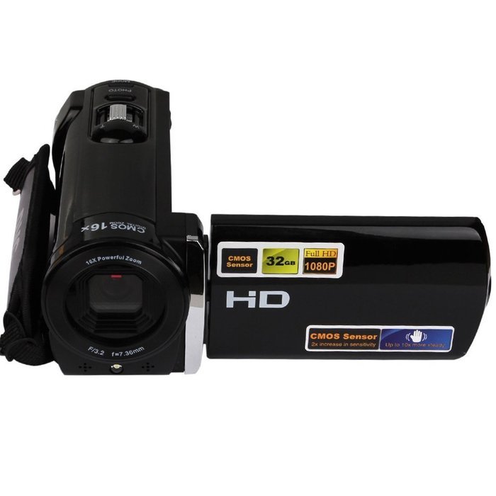 SSstar FHD DV Digital Video Recorder With 3'' Screen, 16X Zoom Video Camcorder 270-degree Rotation color black N2