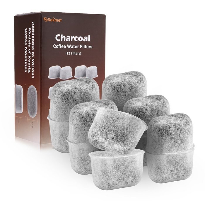 Sekmet Replacement Charcoal Water Filters for Keurig Coffee Maker Machines (12-Pack)