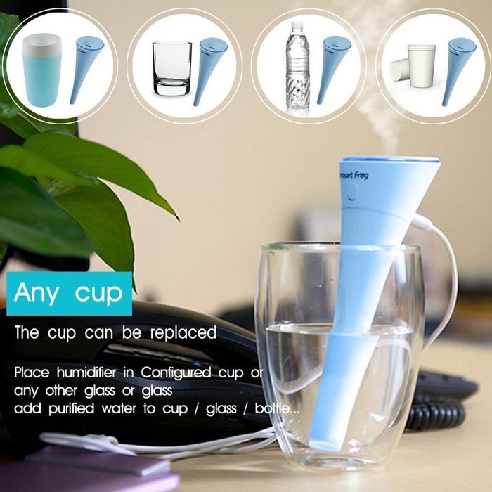 QH Silent USB Air Purifier Mini Humidifier For Office Home Car and Baby (Blue) N23