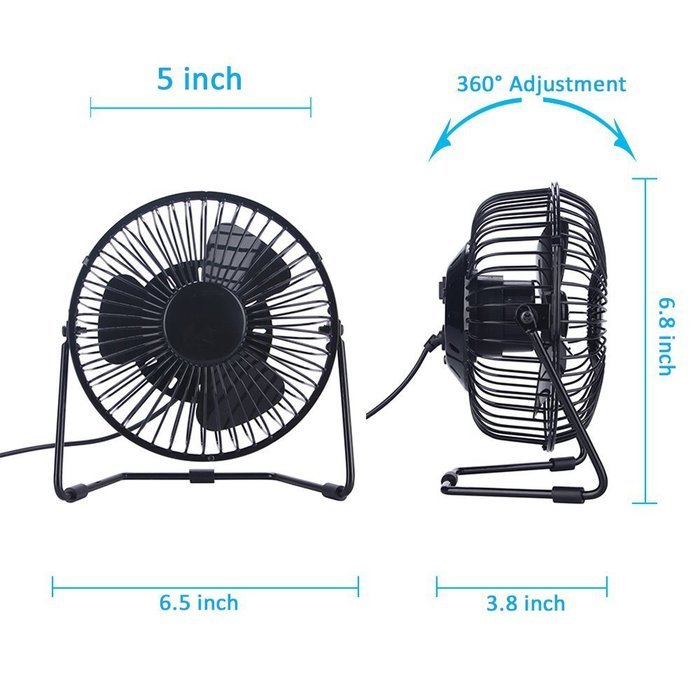 5" Small Desk Fan Personal Quiet for Home and Office with 2 Speeds Mini USB Table Fan N4