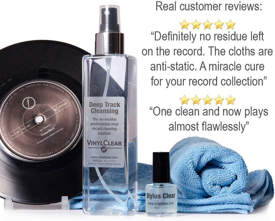 Vinyl Record LP & Stylus Cleaning Kit with Microfibre Cloth by Vinyl Clear
