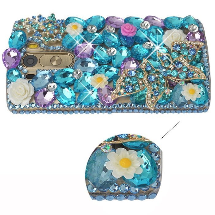 LG G Stylo Case, LG G Stylo Bling Case-Spritech(TM) 3D Handmade Colorful Diamond Bling with Butterfly Flower Decoration... N52
