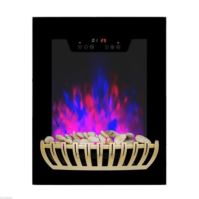 Wall Mount Tempered Glass Electric Fireplace Heat Touch Screen Timer 2 Setting N5