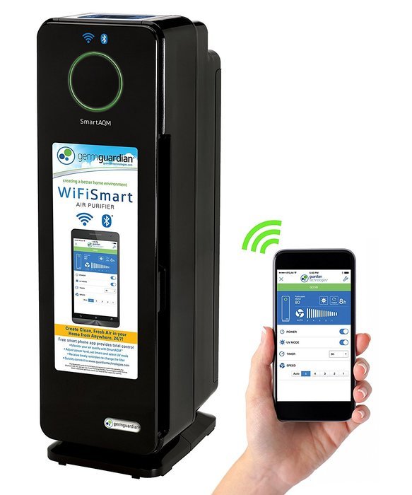 GermGuardian CDAP4500BCA WiFi Smart 4-in-1 True HEPA Air Purifier with SmartAQM Air Quality Monitor N2