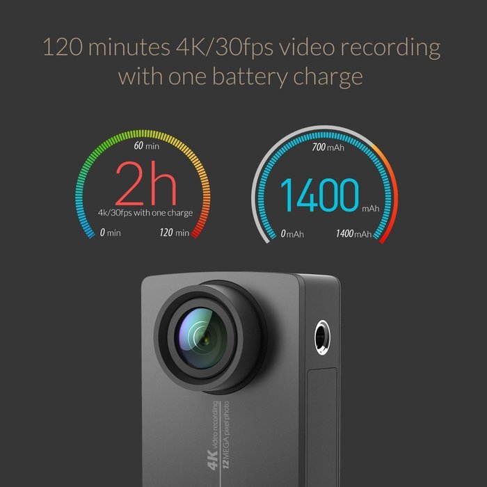 YI 4K Action Camera with Selfie Stick & Bluetooth Remote (US Edition) Night Black N5