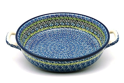 Polish Pottery Baker - Round with Handles - Large - Tranquility