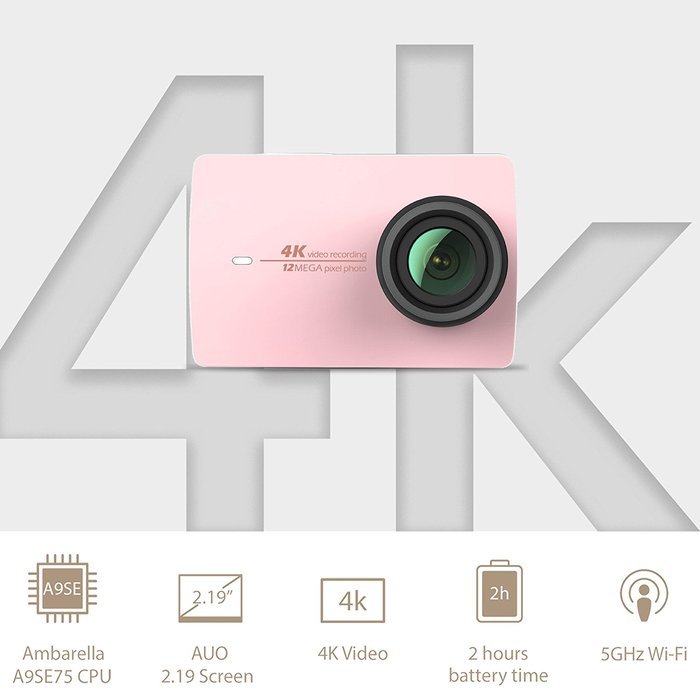 YI 4K Action Camera with Selfie Stick & Bluetooth Remote (US Edition) Night Black N8