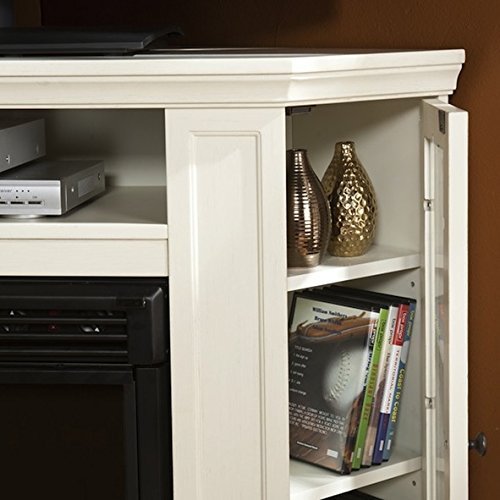 Belvedere Ivory Modern Media Console Fireplace N3