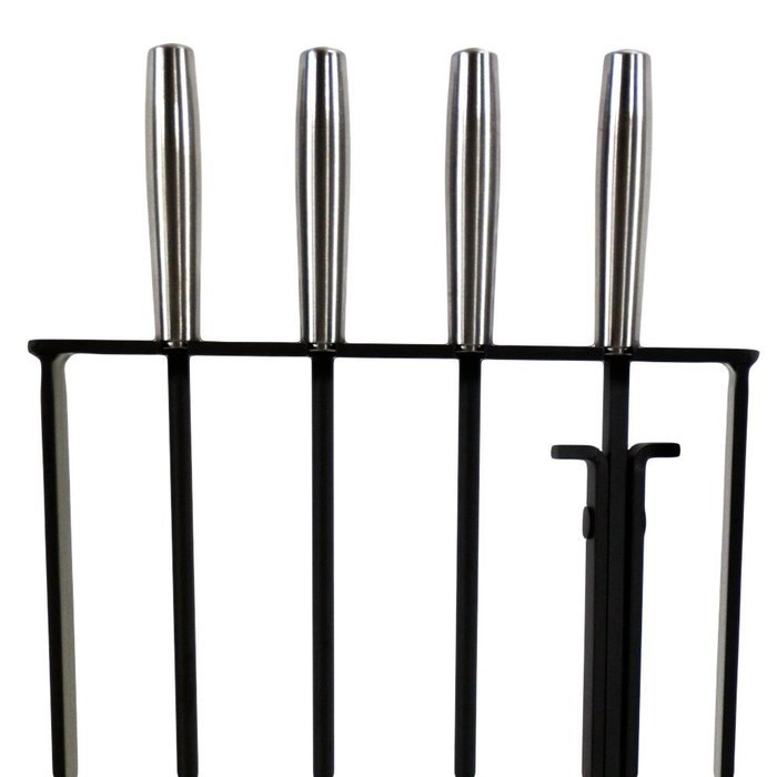 Pilgrim 5 Piece Modern Matte Black Toolset Matte Black with Brushed Steel Handles 31" H 18015 N3