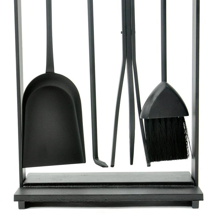 Pilgrim 5 Piece Modern Matte Black Toolset Matte Black with Brushed Steel Handles 31" H 18015 N4