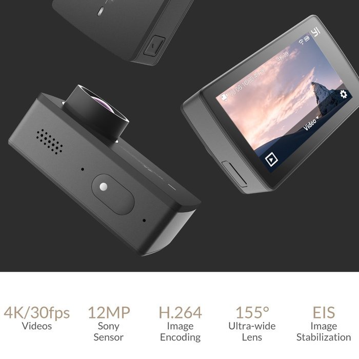 YI 4K Action Camera with Selfie Stick & Bluetooth Remote (US Edition) Night Black N9