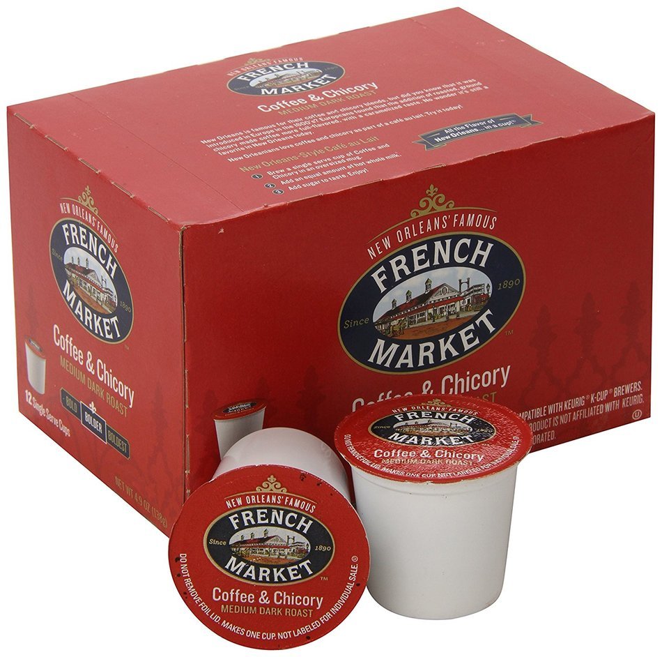 French Market Coffee Single Serve Cups, Medium-Dark Roast With Chicory, 12 count N3