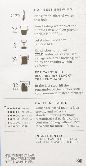 Tazo Blushberry Iced Black Tea - 6 bags
