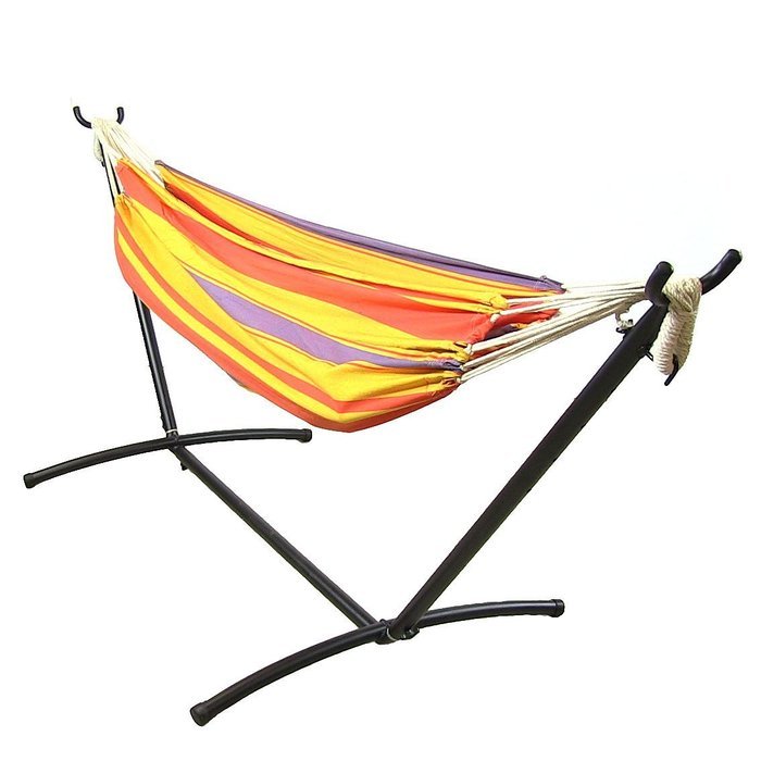Sunnydaze Premium 100 % Natural Tightly Woven Cotton Double Brazilian Hammock and Stand Set, Ocean View, 400 Pound... N10