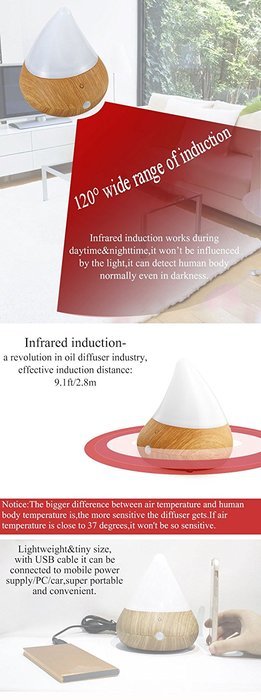 HOMY USB Mini Aroma Diffuser Infrared Sensor Hi-tech Touch Screen Travel Size Portable Humidifier for Car,PC,Office... N9