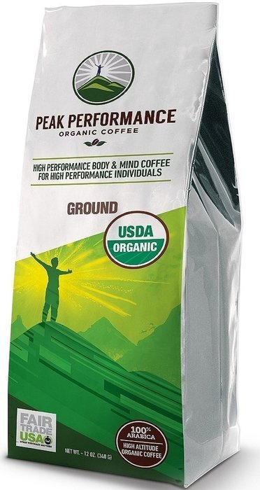 Peak Performance High Altitude Organic Coffee. No Pesticides, Fair Trade, GMO Free, And Beans Full Of Antioxidants... N7
