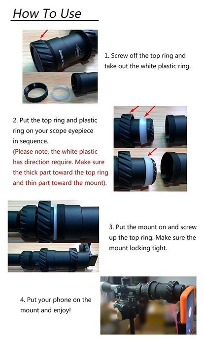 Discovery Optical Scope Mount 43-45mm Aluminum Alloy Anti-slip Clip Scope Phone Adapter Fit for 99% Mobile Phone... N13