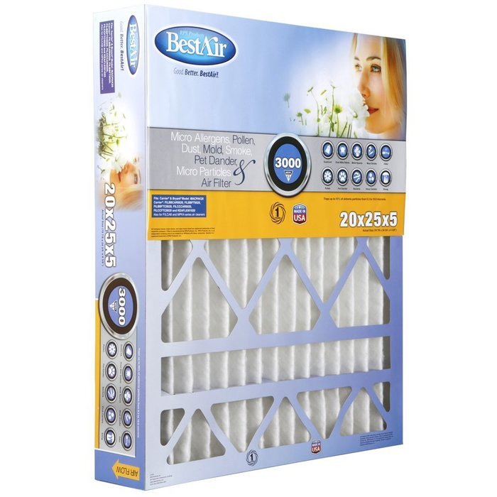 BestAir CB2025-13R Carrier/Bryant Pleated Filter, 20 by 25 by 5" N2
