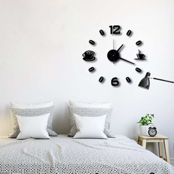 MuLuo American Style Living Room Coffee Cup DIY Wall Clock 3D Wall Stickers Watches Three colors red N6