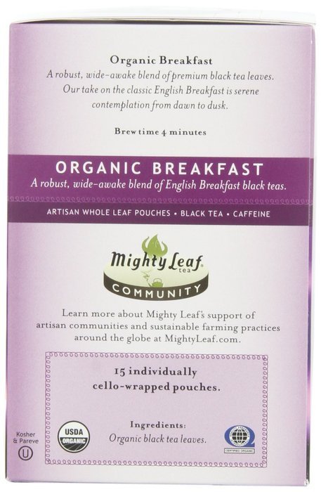 Mighty Leaf Black Tea, Organic Breakfast, 15 Pouches (Pack of 3) N3