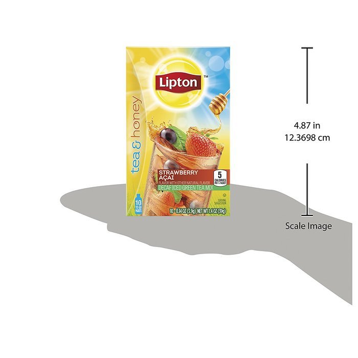 Lipton Tea and Honey Decaf Iced Green Tea To Go Packets, Strawberry Acai 10 ct N6