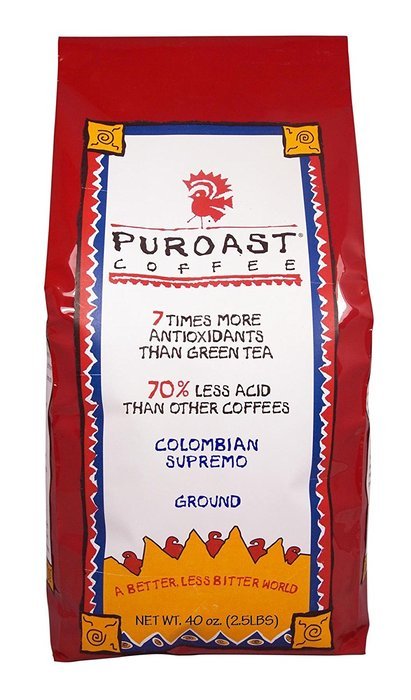 Puroast Low Acid Coffee Colombian Supremo Blend Drip Grind, 12-Ounces Bags (Pack of 2) N13