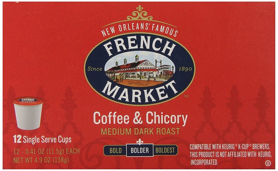 French Market Coffee Single Serve Cups, Medium-Dark Roast With Chicory, 12 count N4