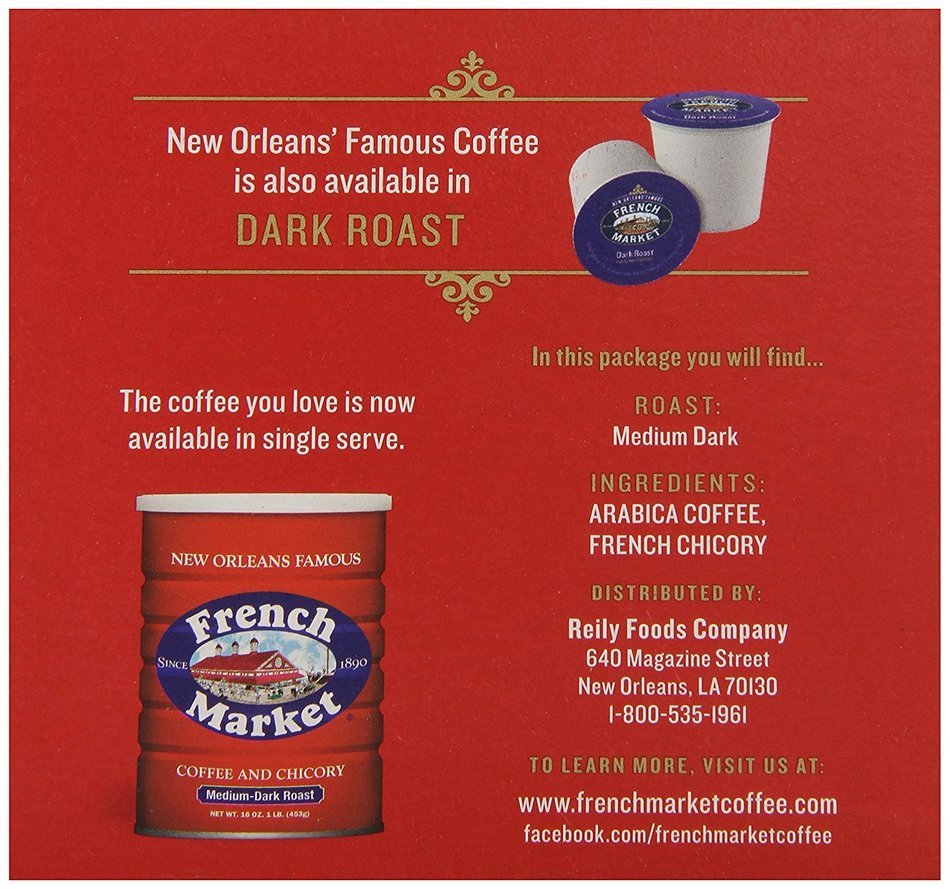 French Market Coffee Single Serve Cups, Medium-Dark Roast With Chicory, 12 count N5