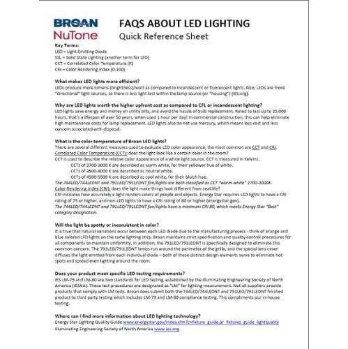Broan 791LEDNT White 100 CFM 1.5 Sones Ceiling Mounted Energy Star Qualified Bath Fan with Soft Surround LED Lighting... N4