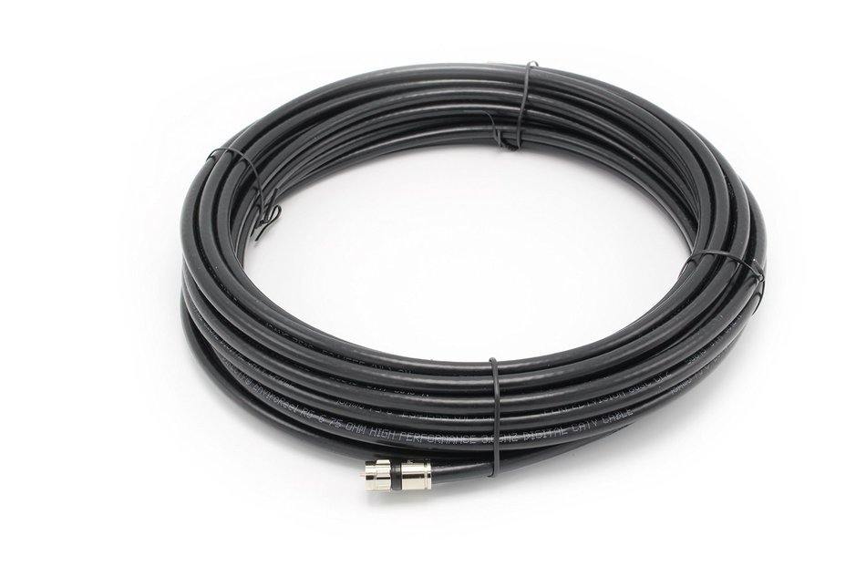 25' feet white RG6 coax, coaxial cable with two male F-pin Male connectors