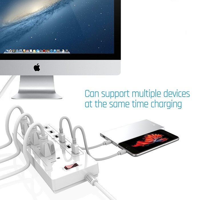 Stalion Surge Protector Power Strip Socket 900 Joule with 6-USB Charging Ports & 6-Outlets Universal for Home... N4