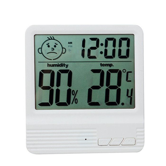 White Home/Office/ Car/Hospital/Factory/Baby's Room Standing/Hanging Temperature Humidity Measurement with Clock