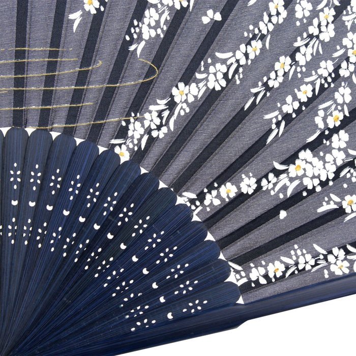 BIGOCT 265B Japanese Handheld Butterfly Silk Handheld Folding Fan, Light Blue, One Size N2