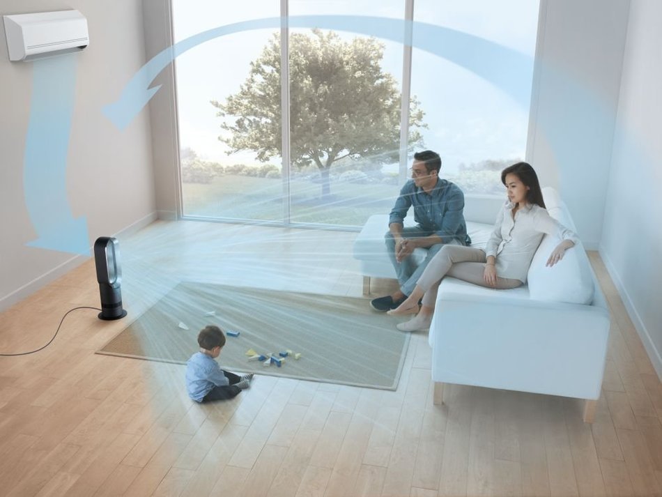 AM09 Fan Heater, Dyson, Blue Cool Iron Heaters or Heat Hot & Bladeless with Jet Focus and Control (Complete Set...