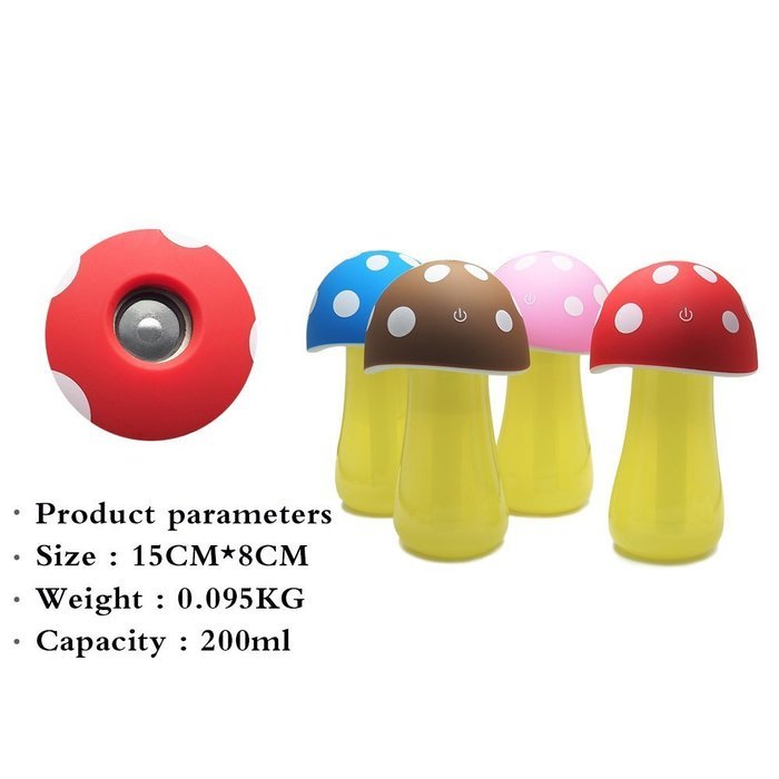 Fasthorse Mushroom Lamp Humidifier Portable USB Aromatherapy Aroma Diffuser for Office Home Travel (Pink) N15