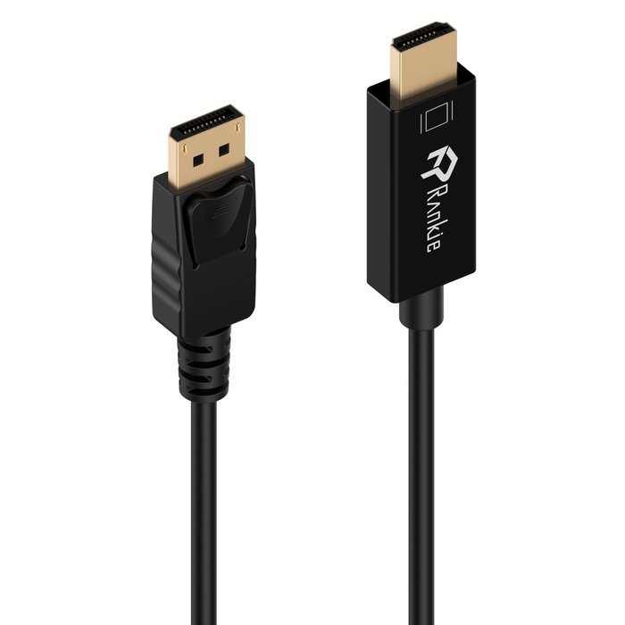 DP to HDMI, Rankie 3FT Gold Plated DisplayPort to HDMI HDTV Cable 3ft (Black) - R1102A
