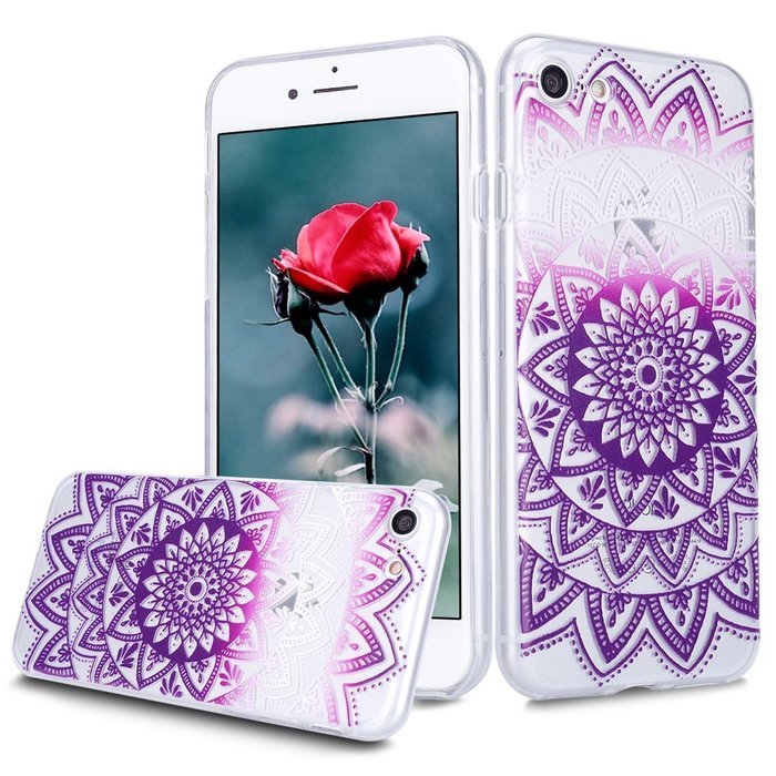 iPhone 7 Case, PHEZEN Henna Mandala Floral Design [Scratch Resistant] Clear TPU Bumper Case Soft Rubber Gel Silicone... N3