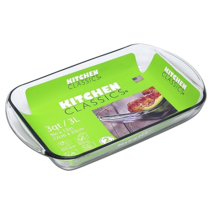 3 Quart Rectangular Bake Dish, 9" x 13" x 2.75", by Kitchen Classics