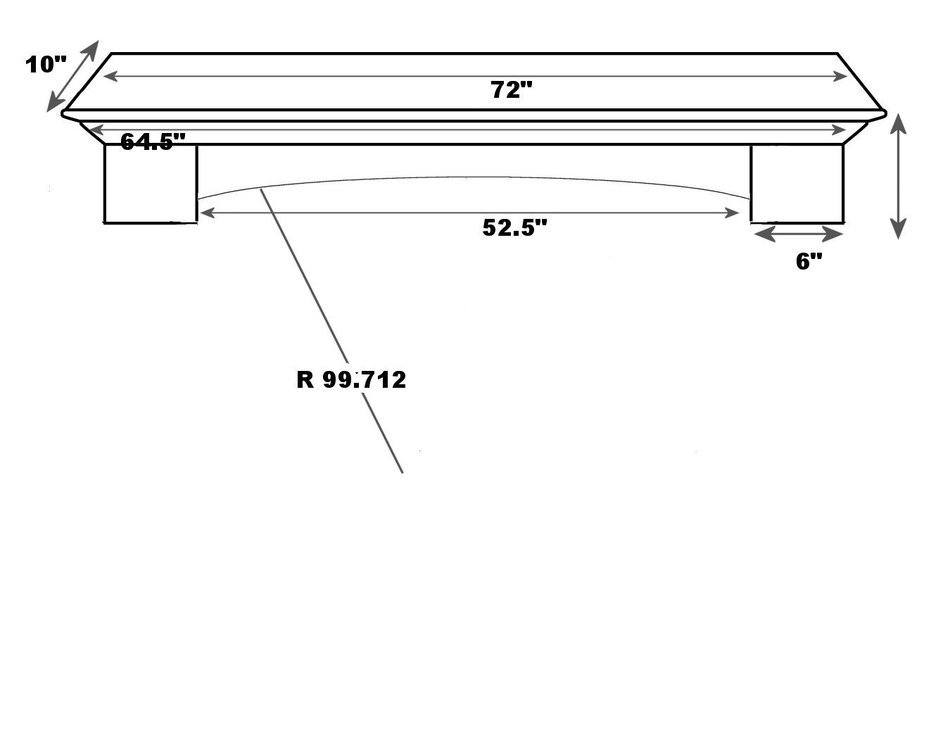 Pearl Mantels 495-72 Auburn Arched 72-Inch Wood and Wood Veneer Fireplace Mantel Shelf, Unfinished. N15