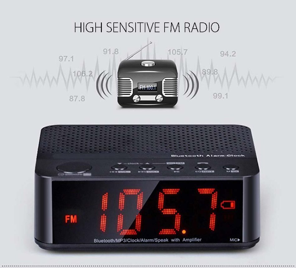 MX - 017 Bluetooth Portable Desktop Alarm Clock V2.1 Stereo Speaker Support FM Radio Handsfree AUX In TF ...... N2