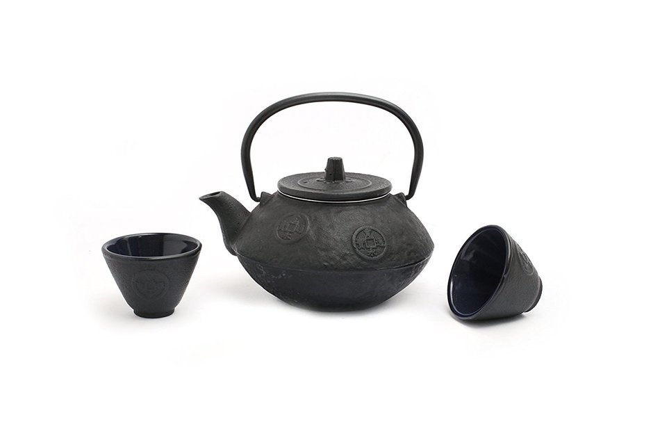 Guro Cast Iron Sigma Teapot 27 Ounce Tea Set (Black) N8