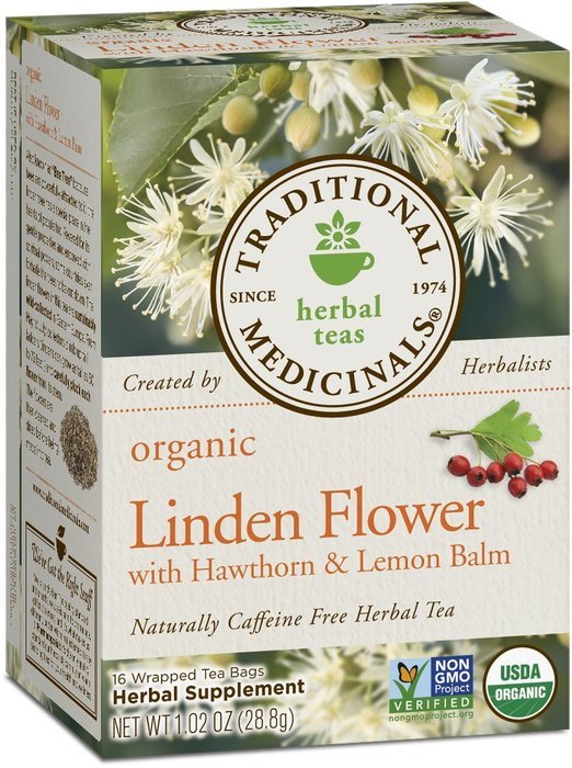 Traditional Medicinals Organic Linden Flower with Hawthorn and Lemon Balm Tea, 16 Tea Bags (Pack of 6)